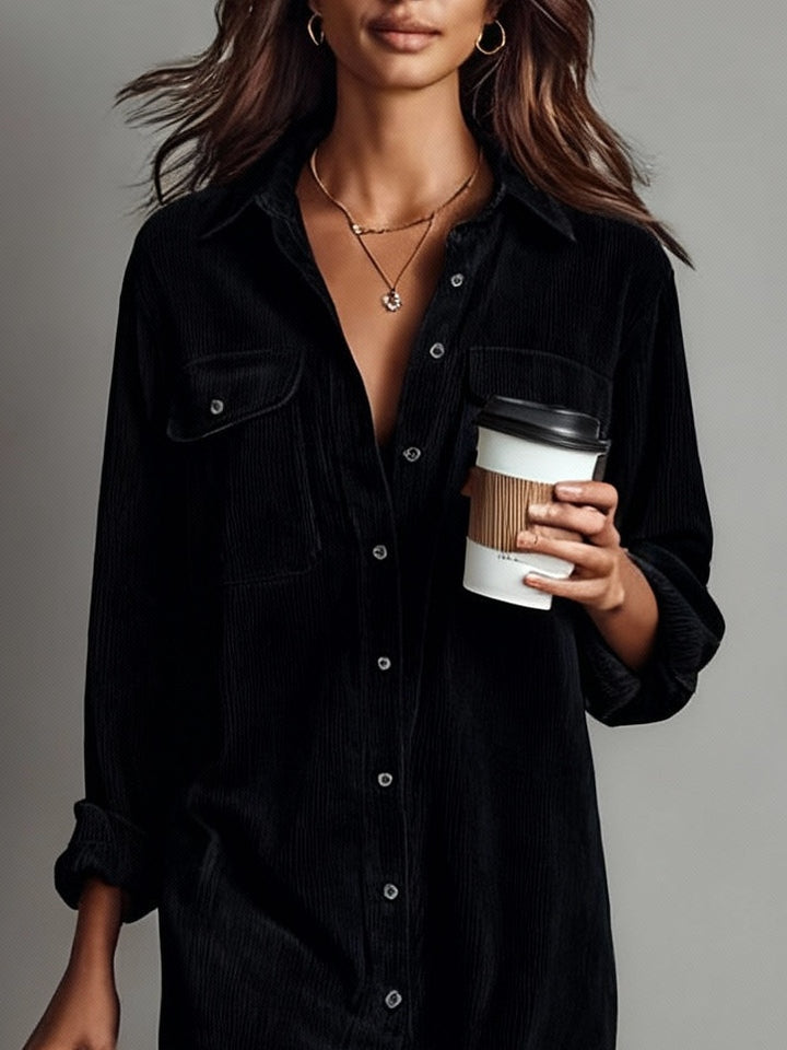 Corduroy Button Midi Dress